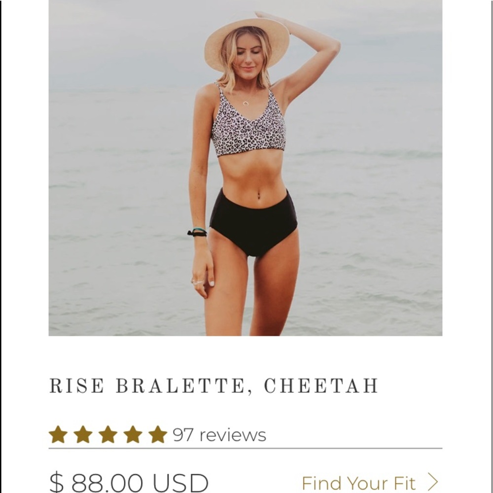 Albion Fit Cheetah Rise Bralette swim top Medium